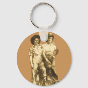 SWEETHEARTS OF THE RODEO TAN KEYCHAIN