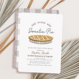Sweetie Pie Grey Gingham Bridal Shower Invitation