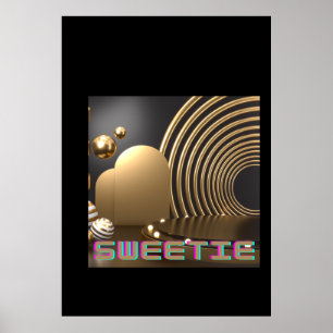 Sweetie Text name Printed with heart shape  Poster