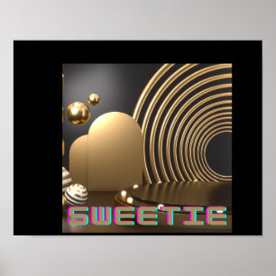 Sweetie Text name Printed with heart shape  Poster