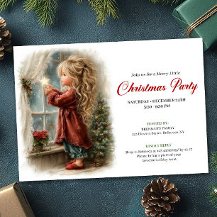 Sweetish Little Girl Awaiting Santa Editable Invitation