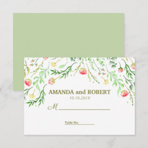 Sweetly Romantic Floral Wedding Table Place Invitation