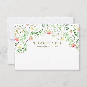 Sweetly Romantic   Floral Wedding Thank you Card