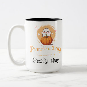 Sweetly Spooky Cute Ghost Pumpkin Fall Coffee Two-Tone Coffee Mug