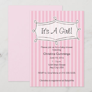 Sweetly Striped Baby Shower Invitation (Pink)