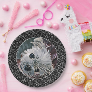 Sweetness-Black-Puppy-ANY-PHOTO-TEMPLATE- Paper Plate
