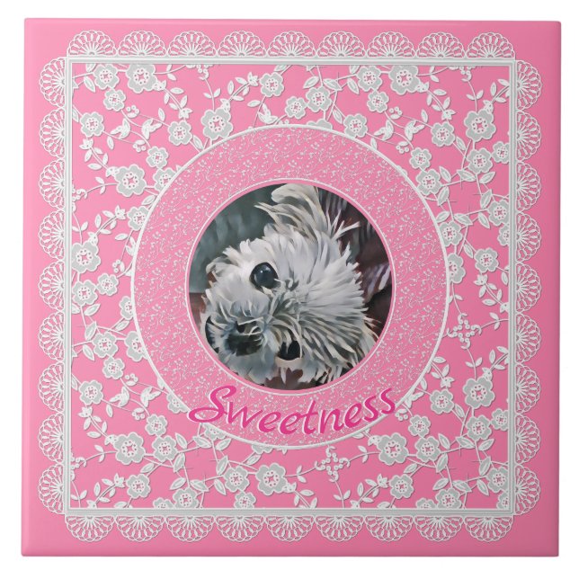 Sweetness-Pink-Puppy-PHOTO-TEMPLATE- Ceramic Tile (Front)