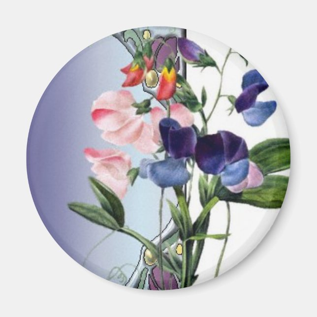Sweetpea flowers magnet (Front)