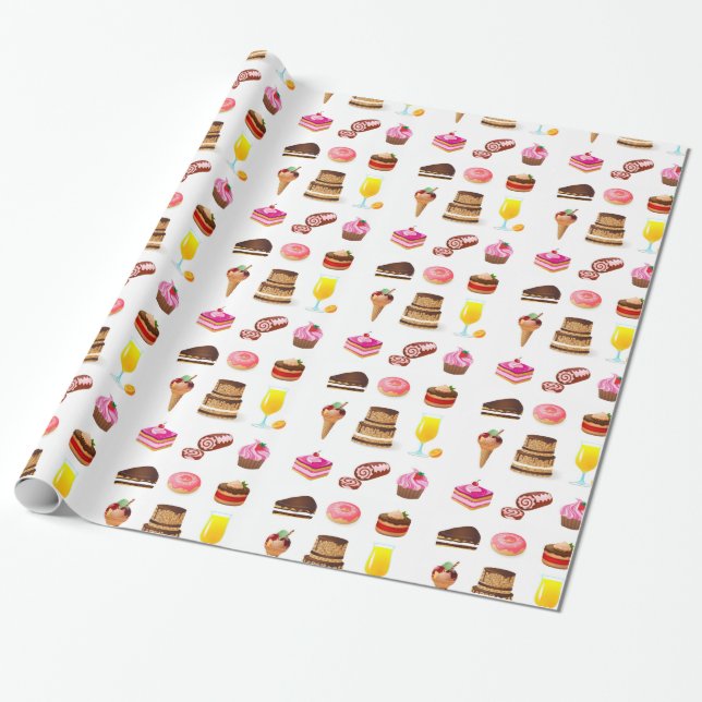 Sweets and candies wrapping paper (Unrolled)