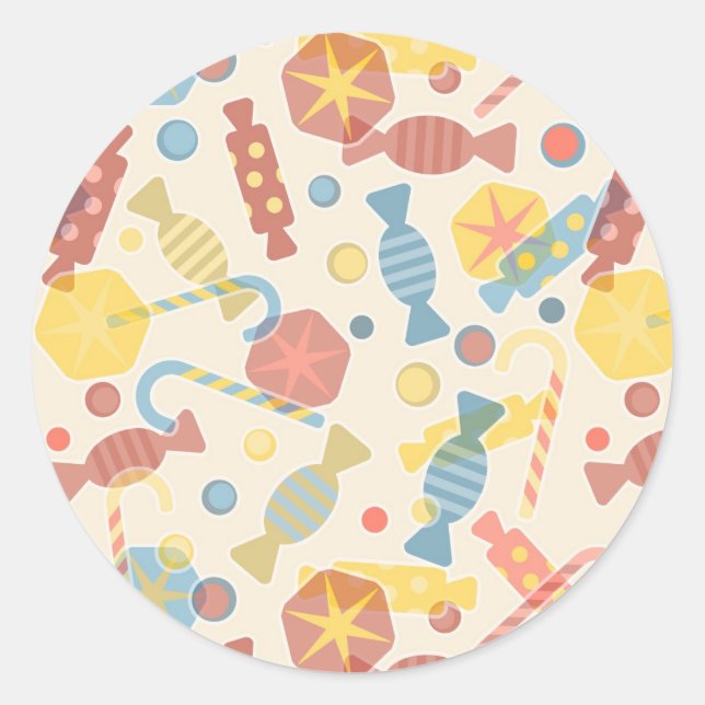 Sweets And Candy Pattern Classic Round Sticker (Front)