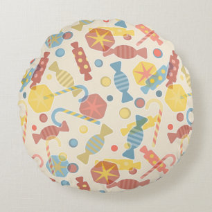 Sweets And Candy Pattern Round Cushion