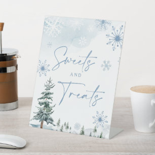 Sweets and Treats sign, blue table sign