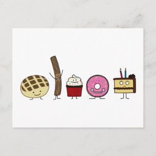 Sweets bread pan dulce churro doughnut cake cupcak postcard