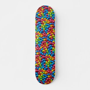Sweets, candy, bubble gum background skateboard