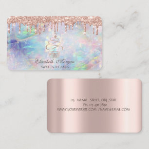 Sweets Cupcake Rose Gold Drips Opal Business Card