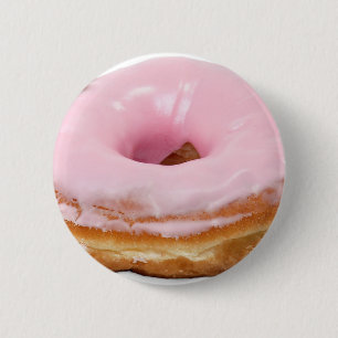 Sweets Dessert Food Pink Frosted Doughnut 6 Cm Round Badge