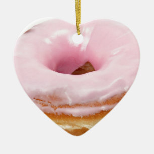 Sweets Dessert Food Pink Frosted Doughnut Ceramic Ornament