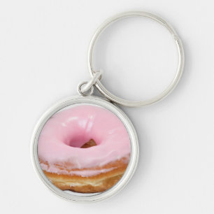 Sweets Dessert Food Pink Frosted Doughnut Key Ring