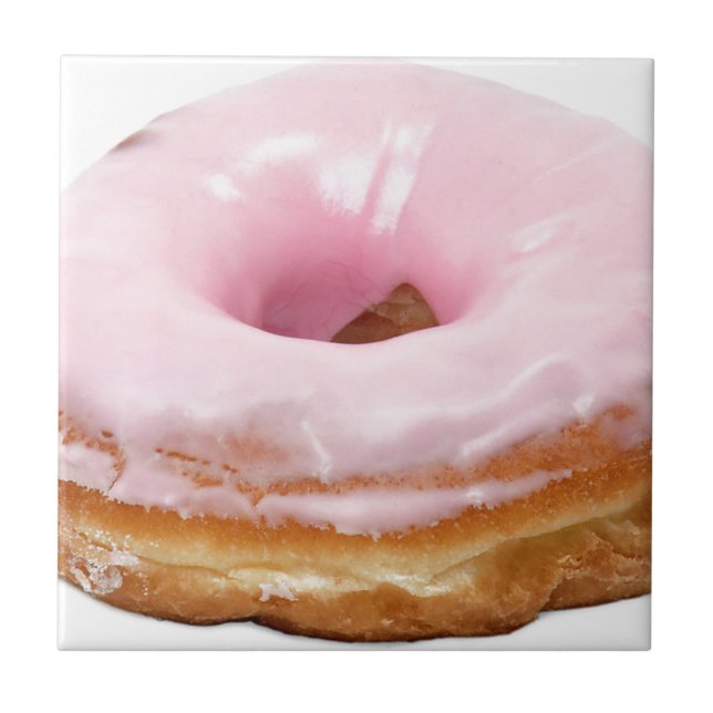 Sweets Dessert Food Pink Frosted Doughnut Tile (Front)