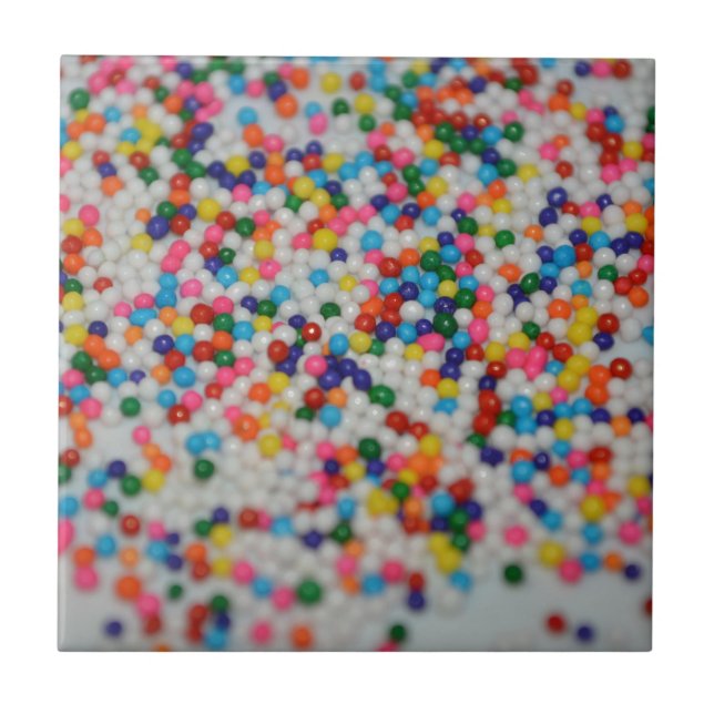 Sweets Dessert Rainbow Pattern Cake Cupcake Art Tile (Front)