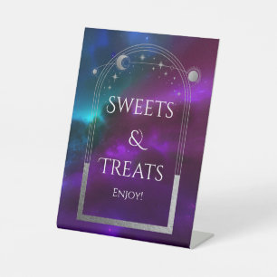Sweets & Treats Cosmic Purple Sun Moon Wedding Pedestal Sign