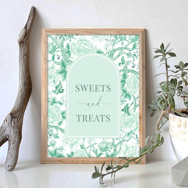 Sweets Treats Green White Chinoiserie Bridal Sign (Creator Uploaded)