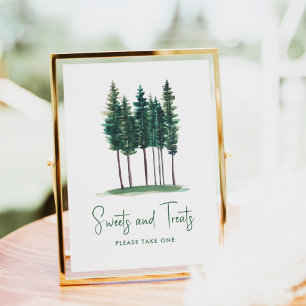 Sweets & Treats Rustic Green Trees Baby Shower  Poster