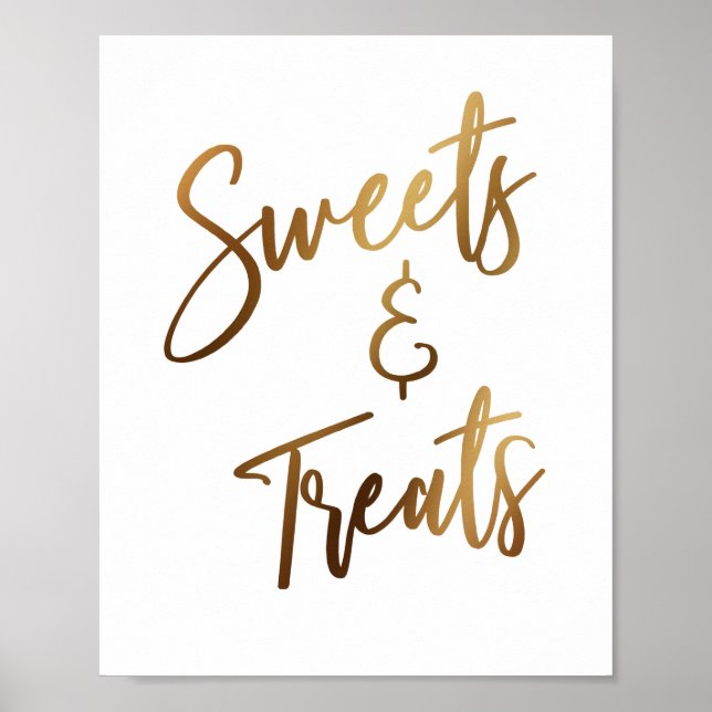 Sweets & Treats Simple Gold Handwriting Sign (Front)