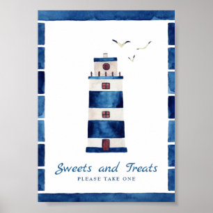 Sweets & Treats  Watercolor Lighthouse Nautical  Poster
