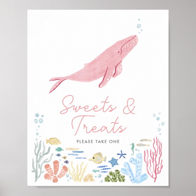 Sweets Whale Under The Sea Baby Shower Sign (Front)