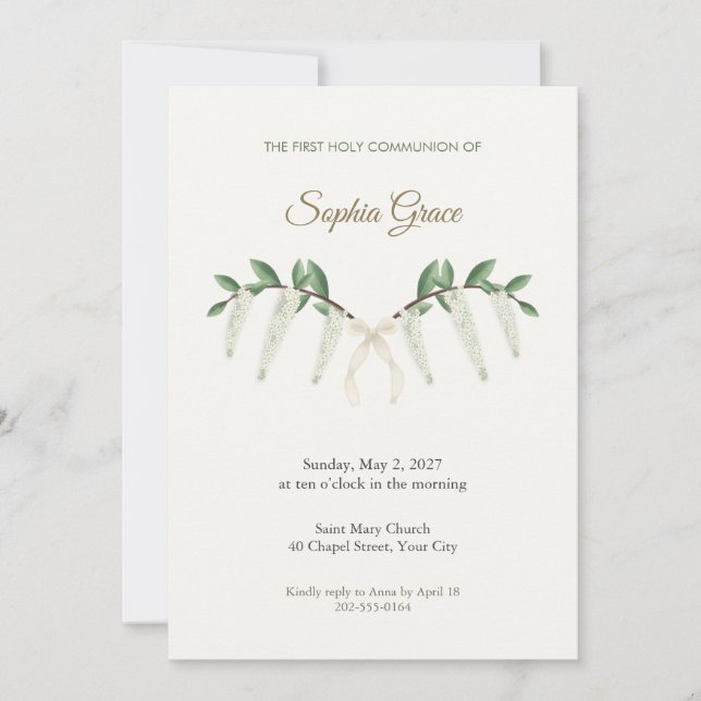 Sweetspire Sprays First Communion Invitation (Front)