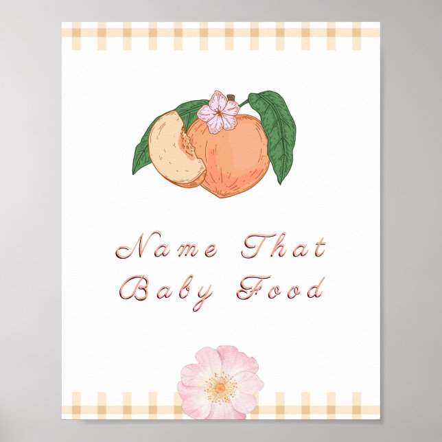 Sweety Little Peach Baby Shower Game Sign (Front)