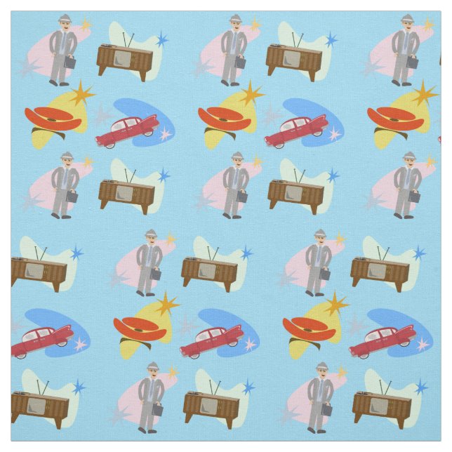 Swellsville Retro Swanky Sixties Cartoon Pattern Fabric (Swatch)