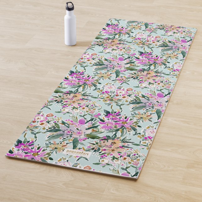 SWEPT AWAY Powder Blue Tropical Floral Yoga Mat (In Situ)