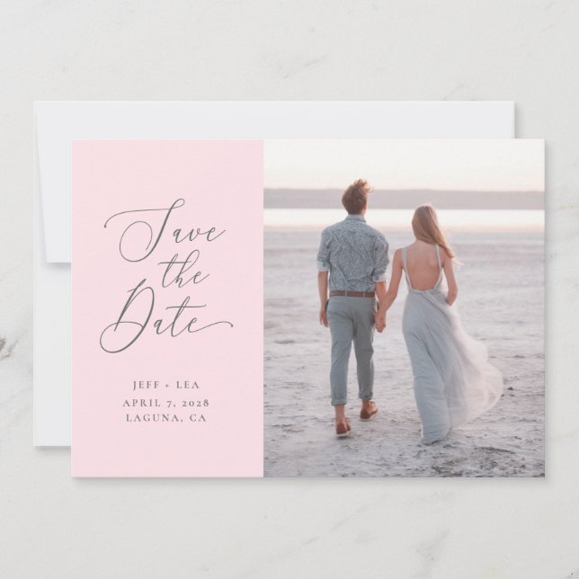 Swept Letters Beautiful Save the Date with QRCode Invitation (Front)