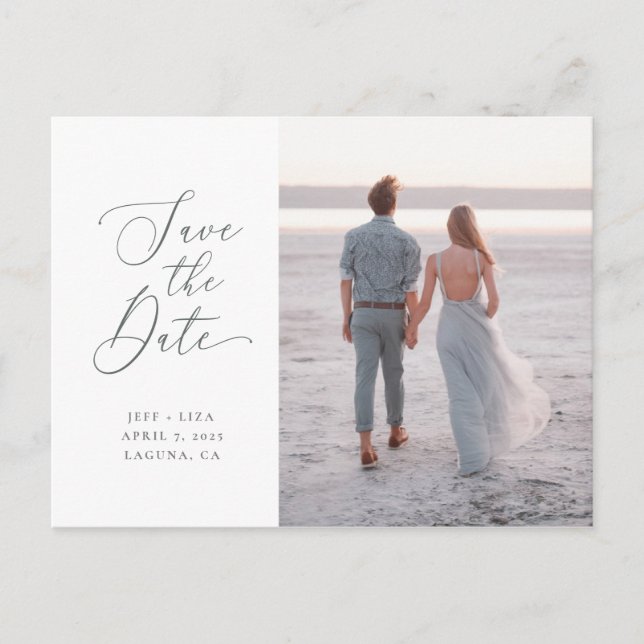 Swept Letters Save The Date Postcard (Front)