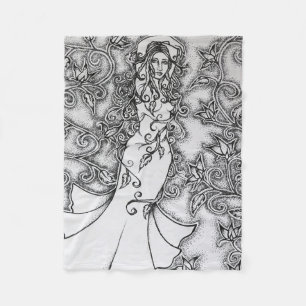 Swept up Ink Goddess Pagan Art Fleece Blanket