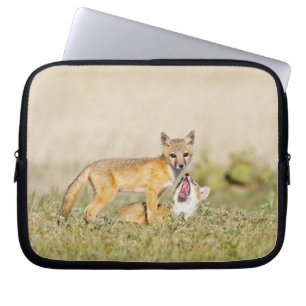 Swift Fox (Vulpes macrotis) young at den burrow, 4 Laptop Sleeve