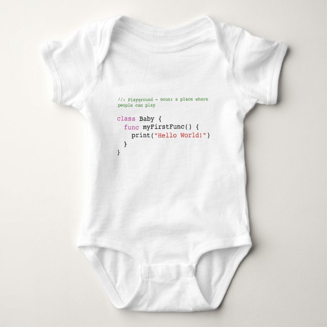 Swift Hello World Baby Jersey Body, Vit Bodysuit (Front)