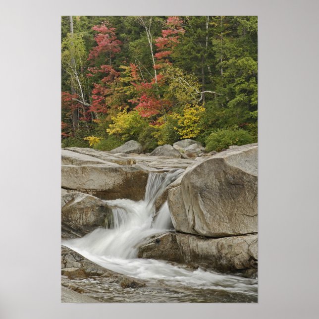 Swift River cascading through rocks, White Poster (Front)