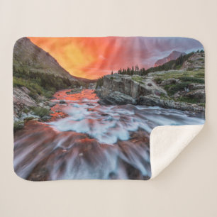 Swiftcurrent Falls Glacier National Park Montana Sherpa Blanket