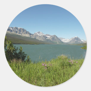 Swiftcurrent Lake View at Glacier National Park Classic Round Sticker