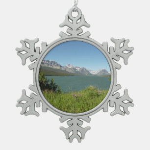 Swiftcurrent Lake View at Glacier National Park Snowflake Pewter Christmas Ornament