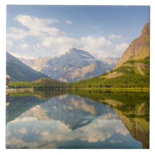 Swiftcurrent Lake with Many Glacier hotel and Ceramic Tile