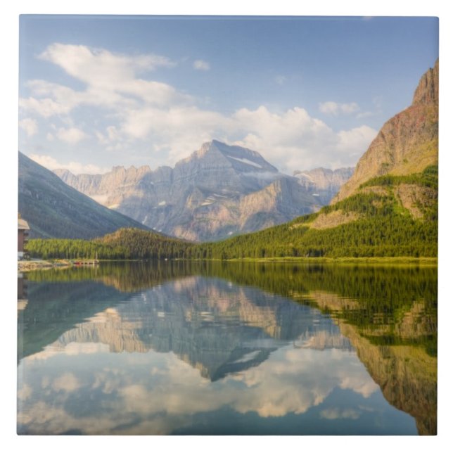 Swiftcurrent Lake with Many Glacier hotel and Ceramic Tile (Front)