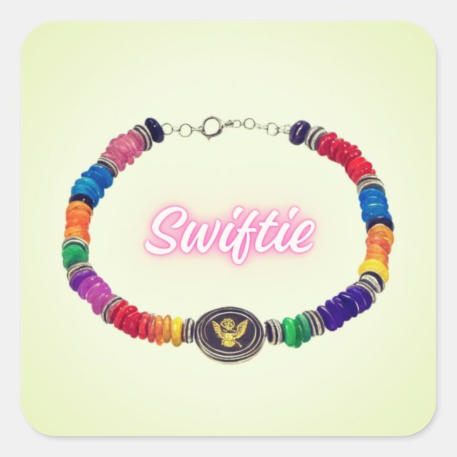 Swiftie Beads – Pastel Memory Bracelet Concept Square Sticker (Front)