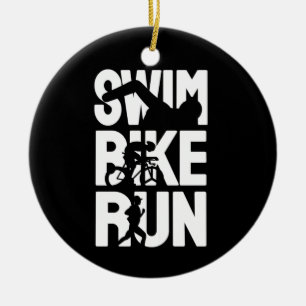 Swim Bike Run Ceramic Ornament
