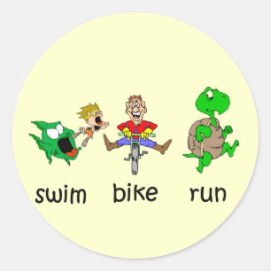 Swim Bike Run Classic Round Sticker