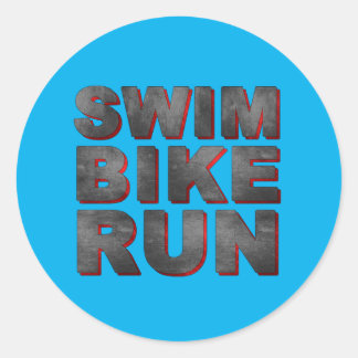swim bike run      classic round sticker