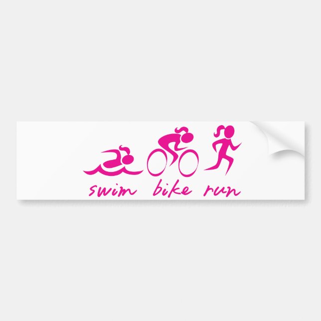 Swim Bike Run Tri Girl Bumper Sticker (Front)